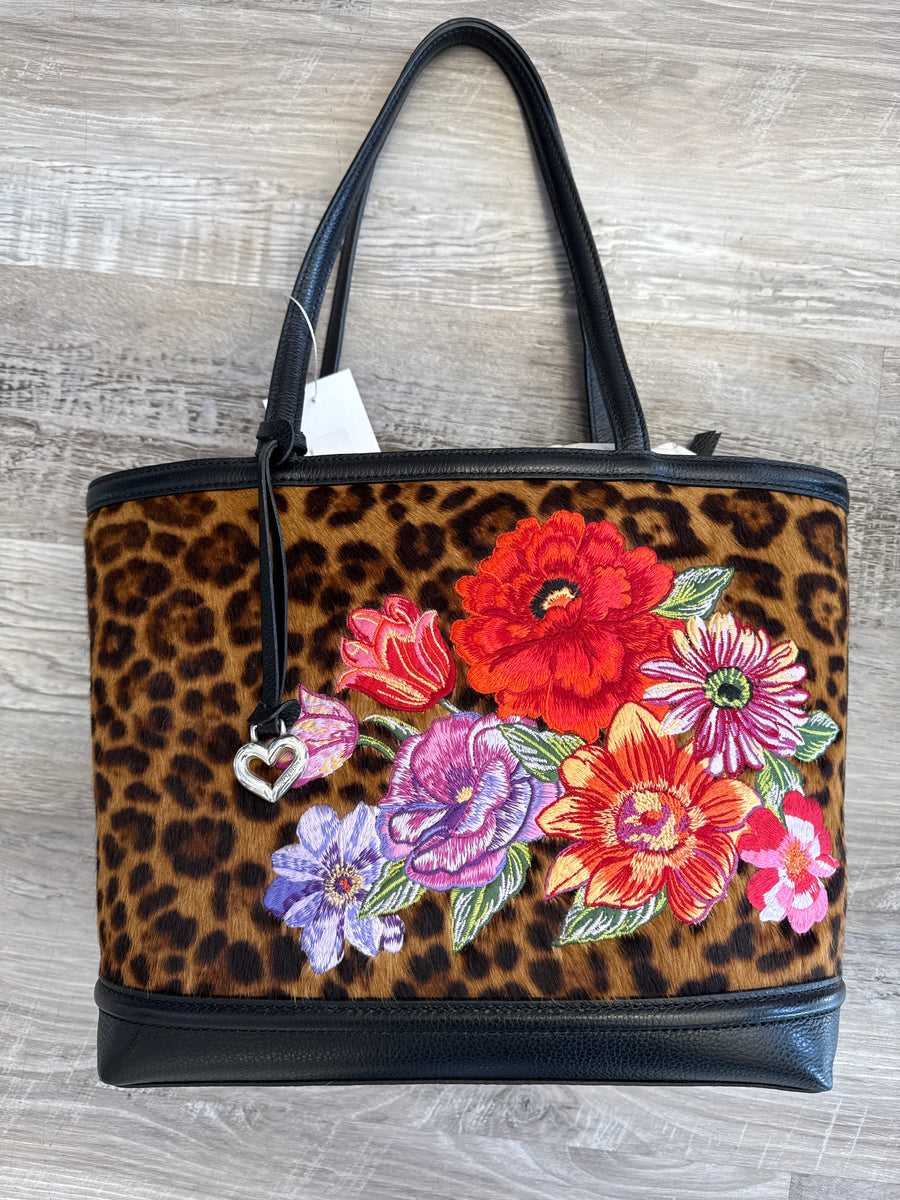 Brighton Embroidered Floral Leopard Bag