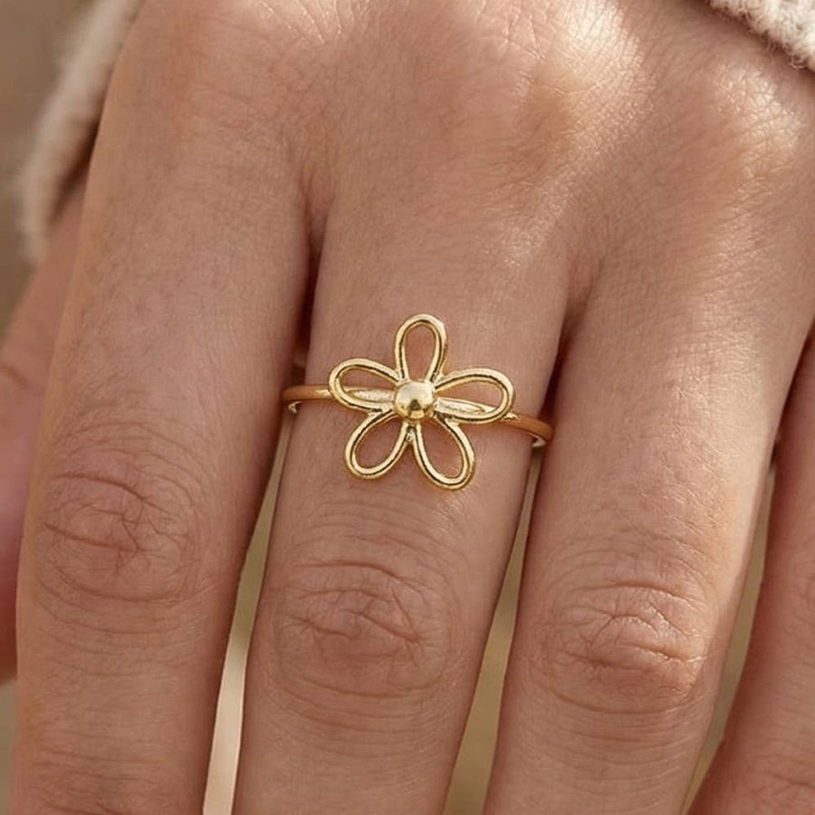 Wire Flower Dainty Band Ring
