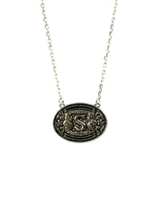 Sterling Silver Belt Buckle Initial Necklace