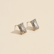 CZ & Rhinestone Rectangle Stud Earrings