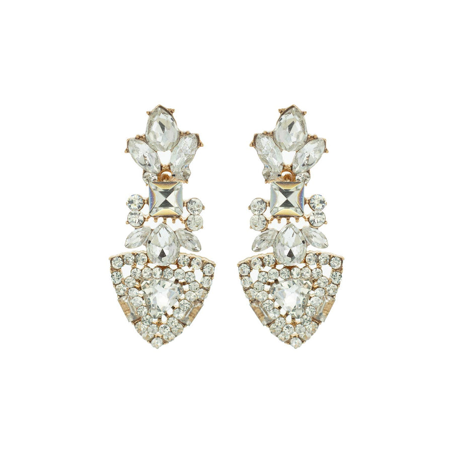 Arrow Shaped Crystal Cluster Drop Earrings