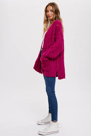 Chunky Cable Knit Button Up Cardigan