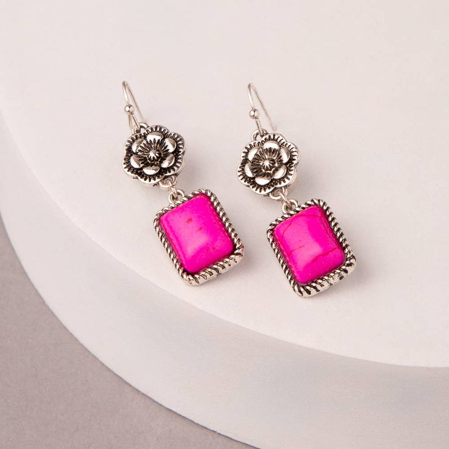 Western Floral Jeweled Dangle Earrings