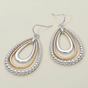 Mixed Metal Teardrop Dangle Earrings