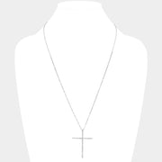 Stone Paved Cross Pendant Necklace