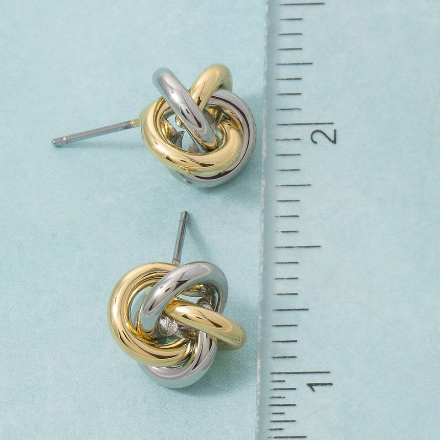 Two Tone Knot Stud Earrings