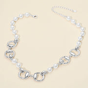 Metal Link Pearl Necklace