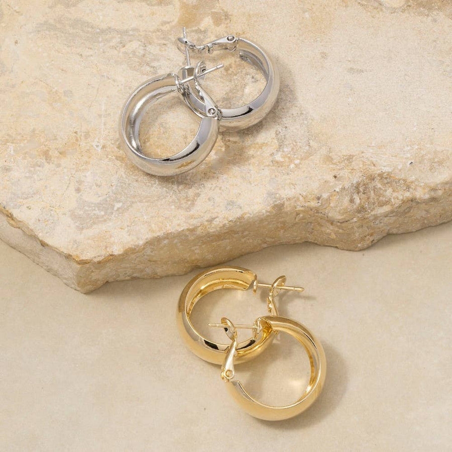 Chunky Wide Dome Huggie Hoop Earrings