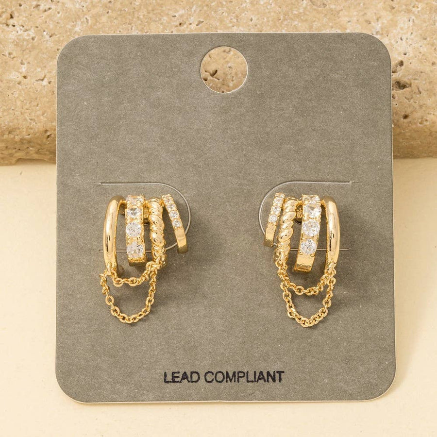 Assorted Four Line With Chain Hoop Earrings