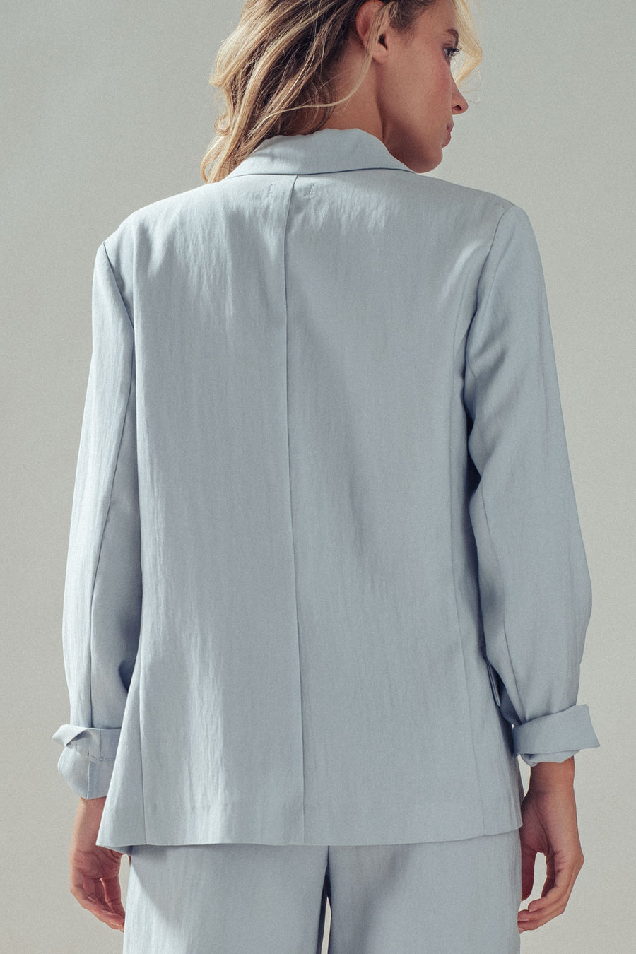 Open Front Soft Tailored Blazer- Ice Blue