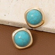 Stone Dome Stud Earrings