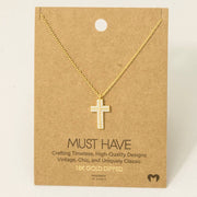 Pave Rhinestone Cross Pendant Necklace