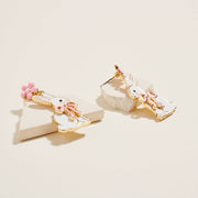 Floral Enamel Easter Bunny Bow Earrings