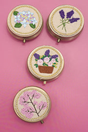 FLORAL EMBROIDERY JEWELRY ORGANIZER WITH MIRROR