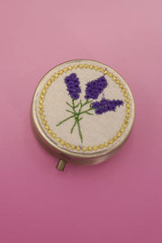 FLORAL EMBROIDERY JEWELRY ORGANIZER WITH MIRROR