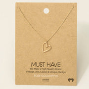 Gold Dipped Wire Heart Pendant Necklace