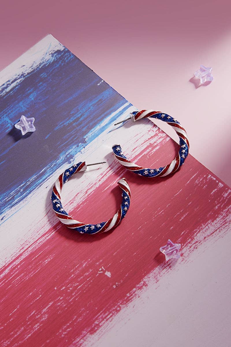American Flag Enamel Hoop Earrings