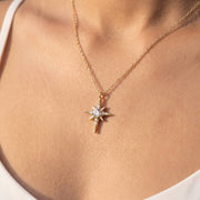 Pave Cz North Star Pendant Necklace