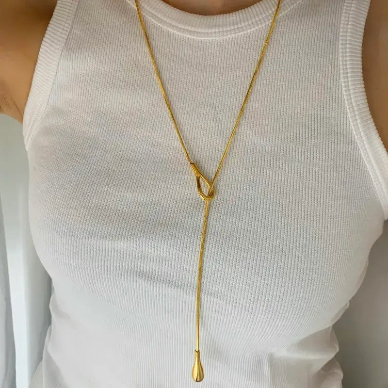 Water Droplet Long Necklace