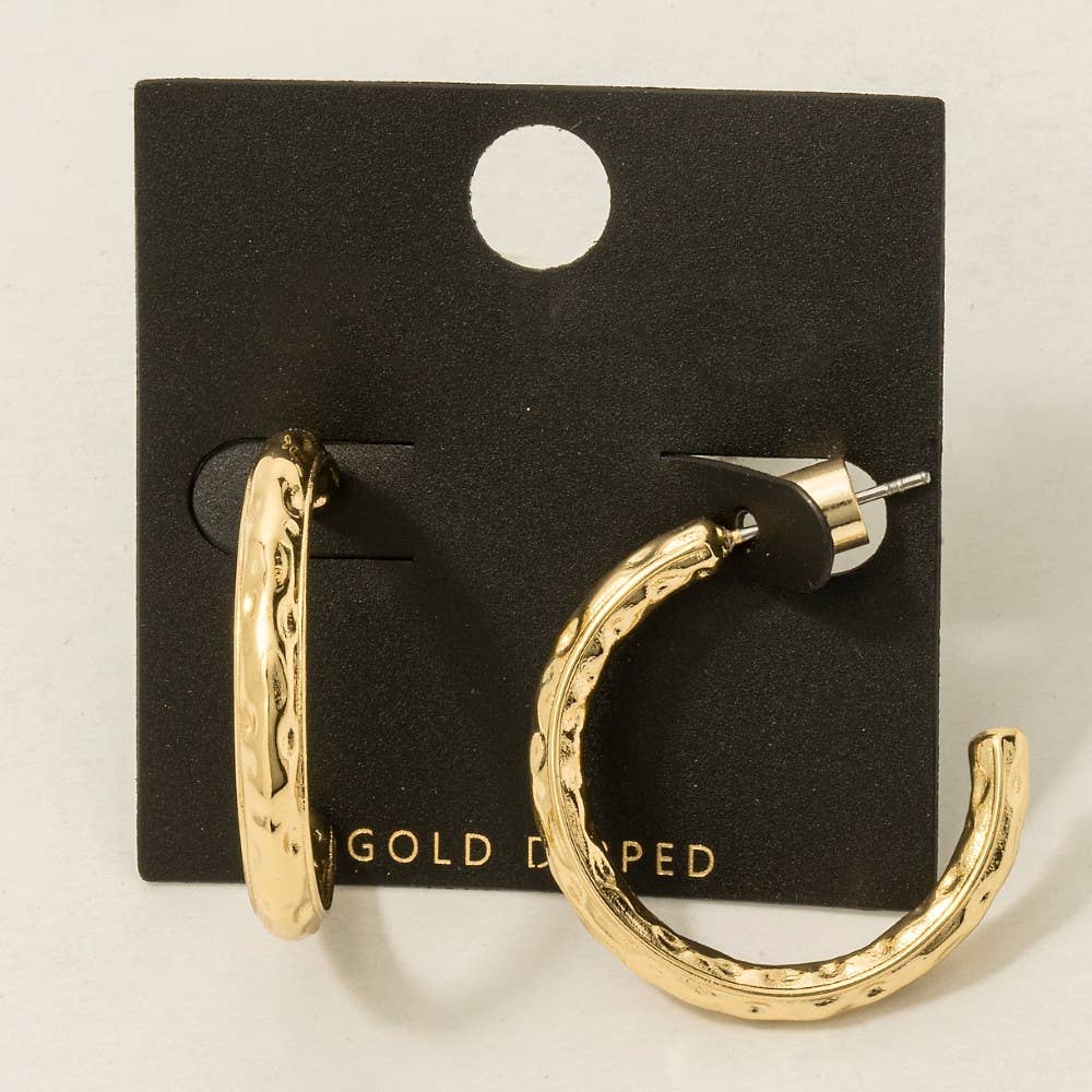Gold Dipped Textured Hoop Earrings