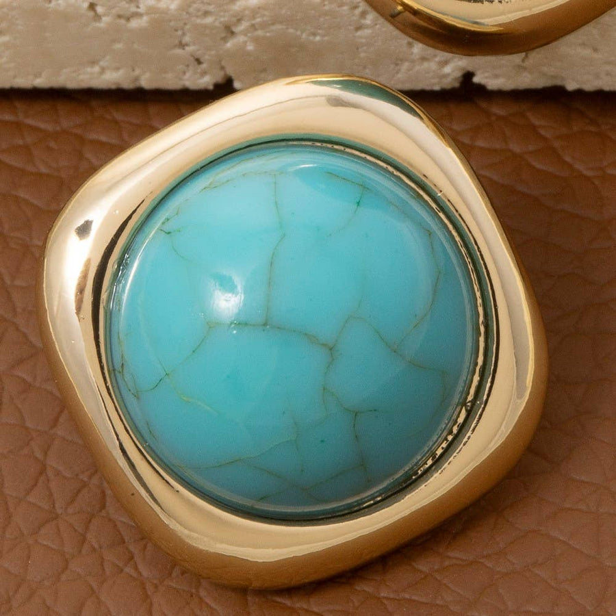 Stone Dome Stud Earrings