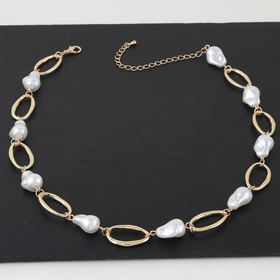 Modern Stone Hoop Chain Necklace