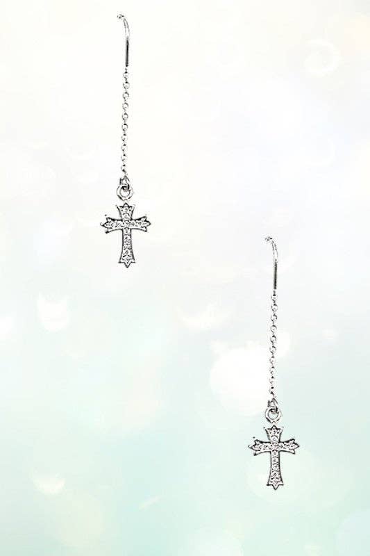 CROSS CHAIN DANGLE EARRING