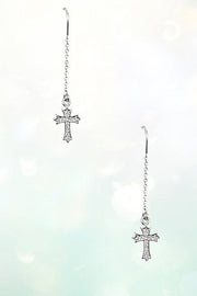 CROSS CHAIN DANGLE EARRING