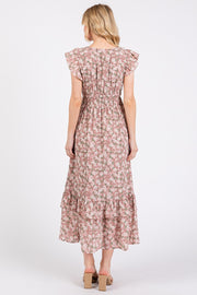 Floral Ruffle Cap Sleeve Midi Dress