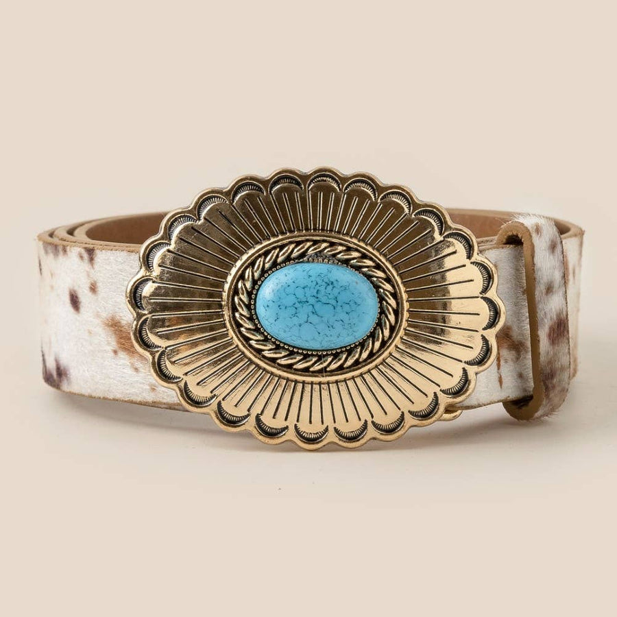 Large Western Turquoise Buckle Belt