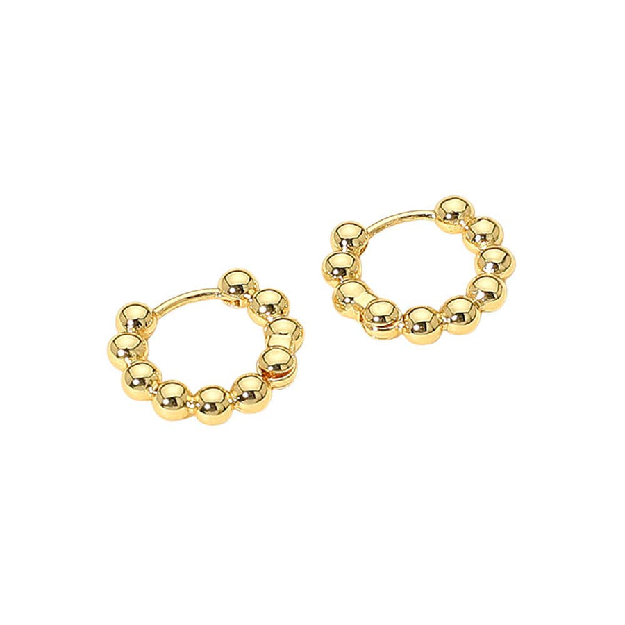 14K Gold Dipped Beaded Hoop Earrings