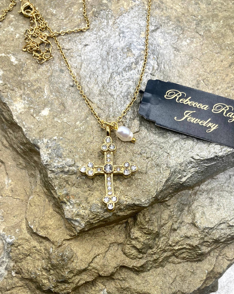 Gold Cross Charm Necklace