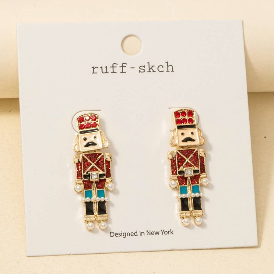 Enamel Nutcracker Drop Earrings