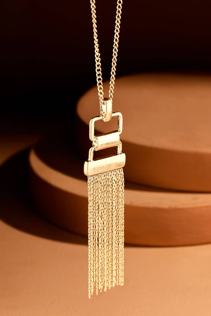 Chain Link Necklace with Tassel Pendant