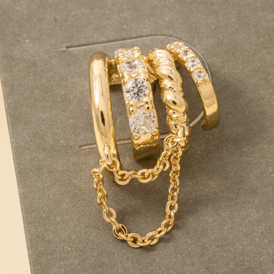 Assorted Four Line With Chain Hoop Earrings