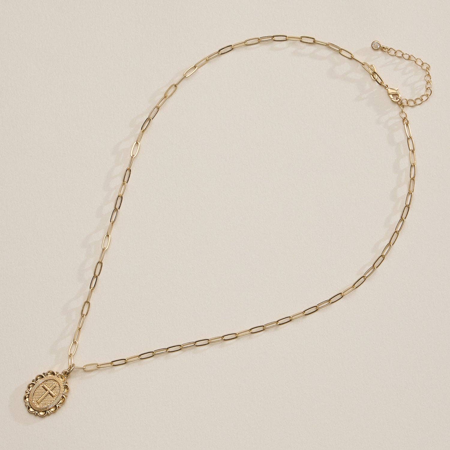 Cross Pendant on Paperclip Chain Necklace