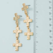 Vintage Metallic Cross Chain Dangle Earrings