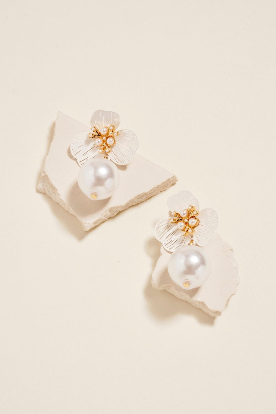 Flower Floral Bloom Pearl Drop Earrings