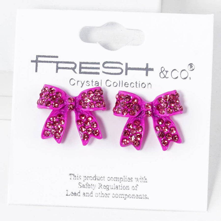 Rhinestone Bow Post Earrings