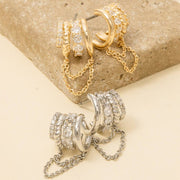 Assorted Four Line With Chain Hoop Earrings