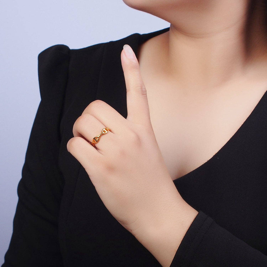 24K Gold Filled Anchor Mariner Chain Link Adjustable Gold Ring