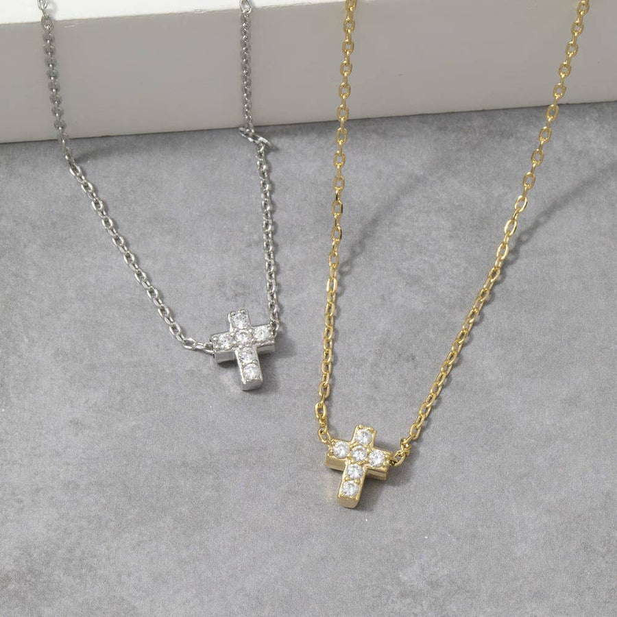 Cz Pave Cross Pendant Necklace