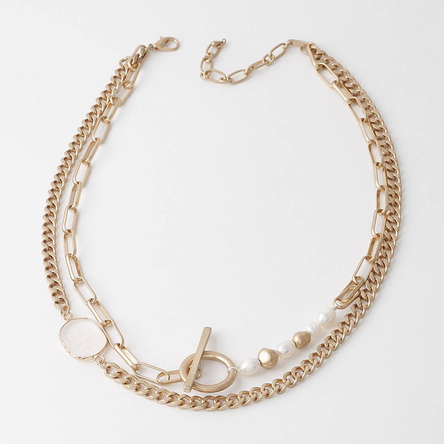 Stone N Bead Toggle Chain Necklace