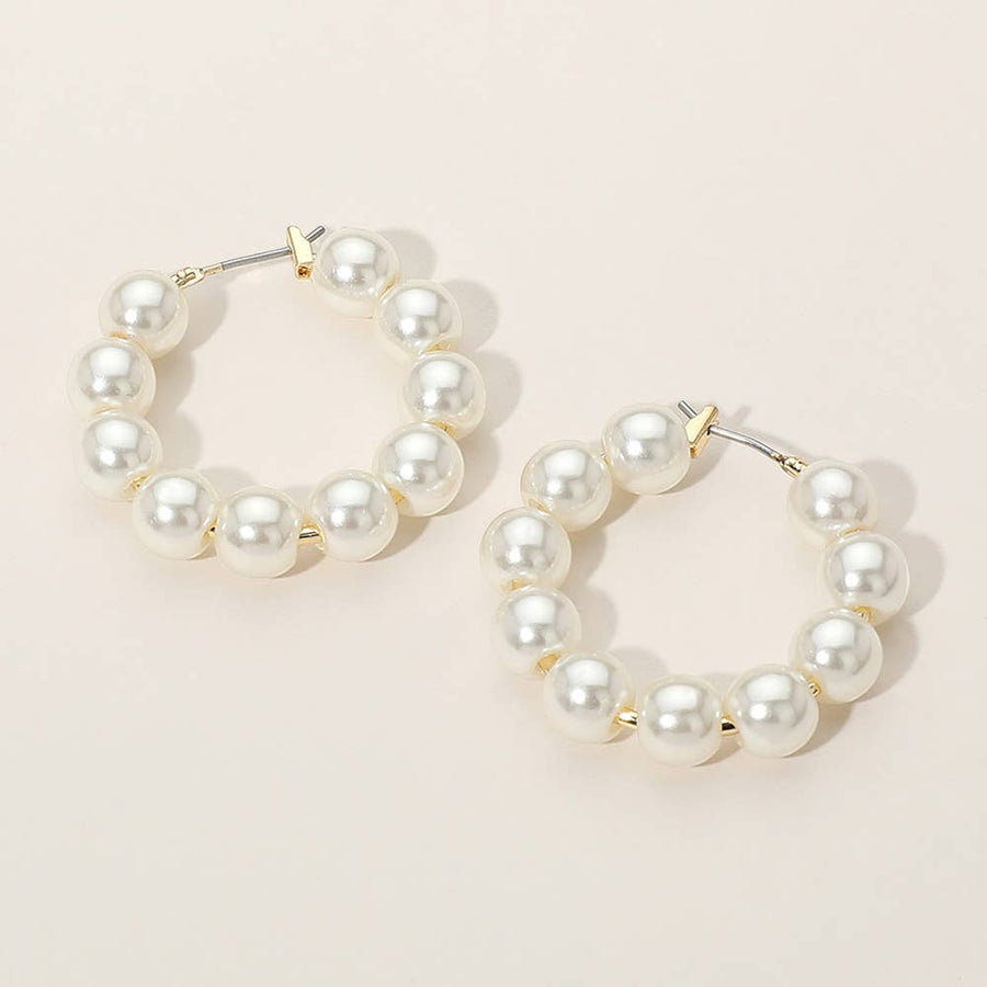 Pearl Beaded Hoop Earrings