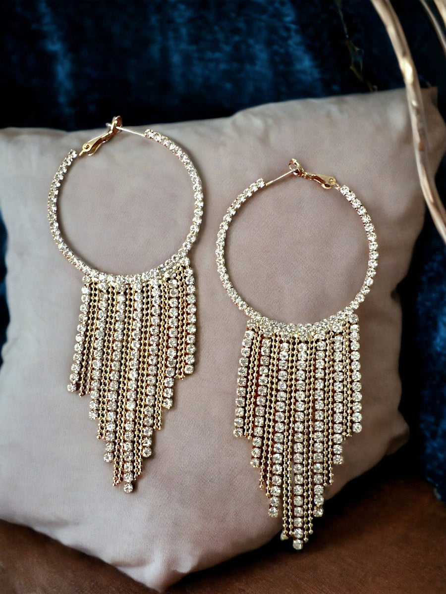 Rhinestone Fringe Earring