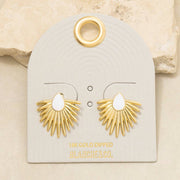 Metallic Feather Enamel Teardrop Stud Earrings