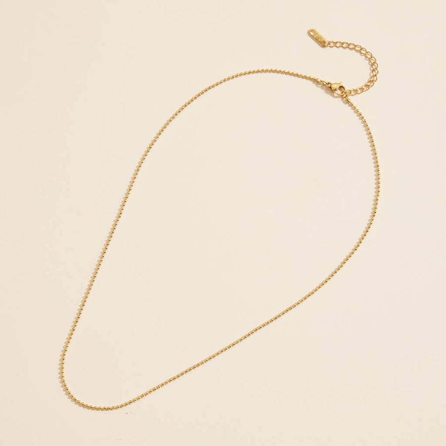 Mini Beaded 18K Gold Dip Stainless Steel Necklace