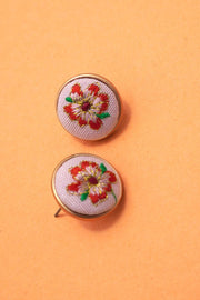EMBROIDERY FLORAL STUD EARRINGS