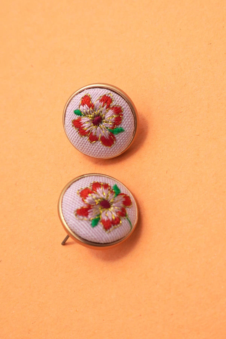 EMBROIDERY FLORAL STUD EARRINGS