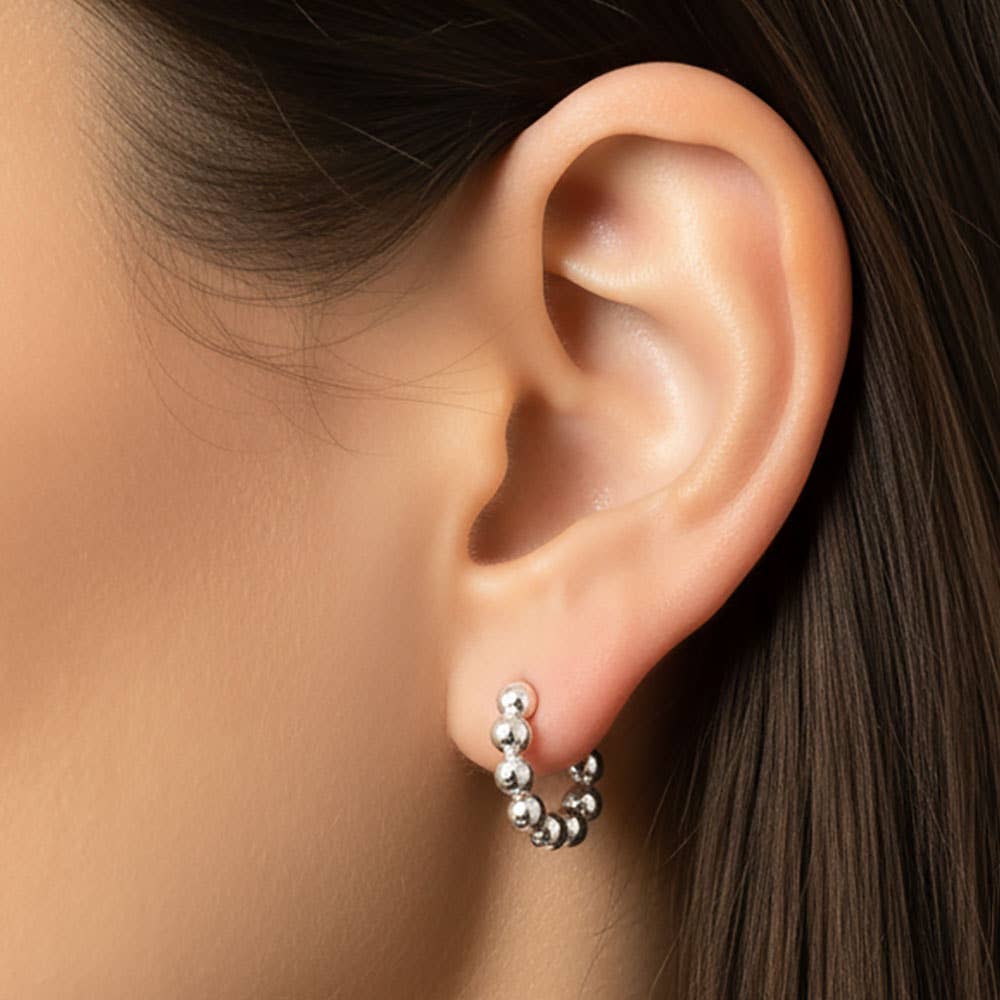 14K Gold Dipped Beaded Hoop Earrings